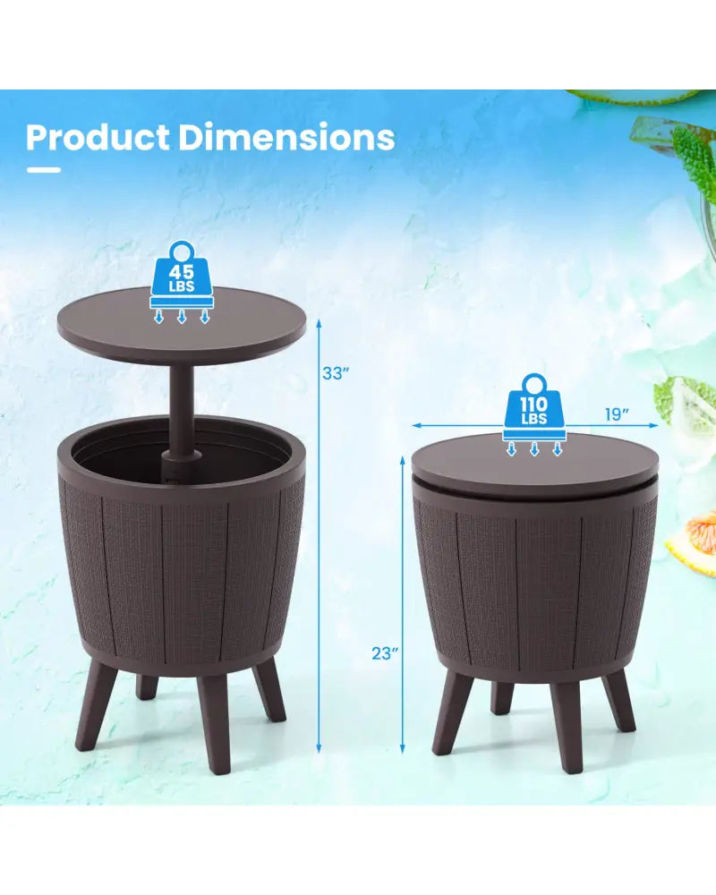 10 Gallon Beer and Wine Cooler with Lift-Top and Drainage Plug-Brown - Brown - Coolers