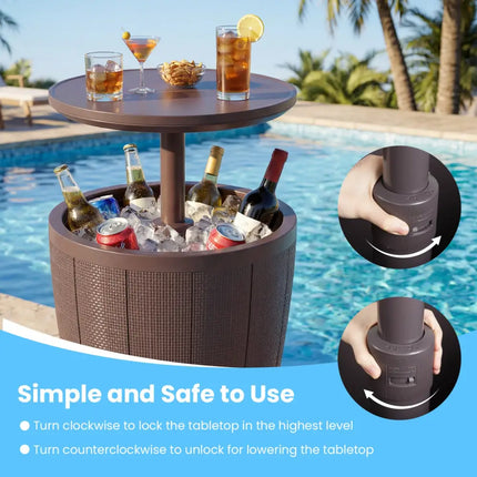 10 Gallon Beer and Wine Cooler with Lift-Top and Drainage Plug-Brown - Brown - Coolers