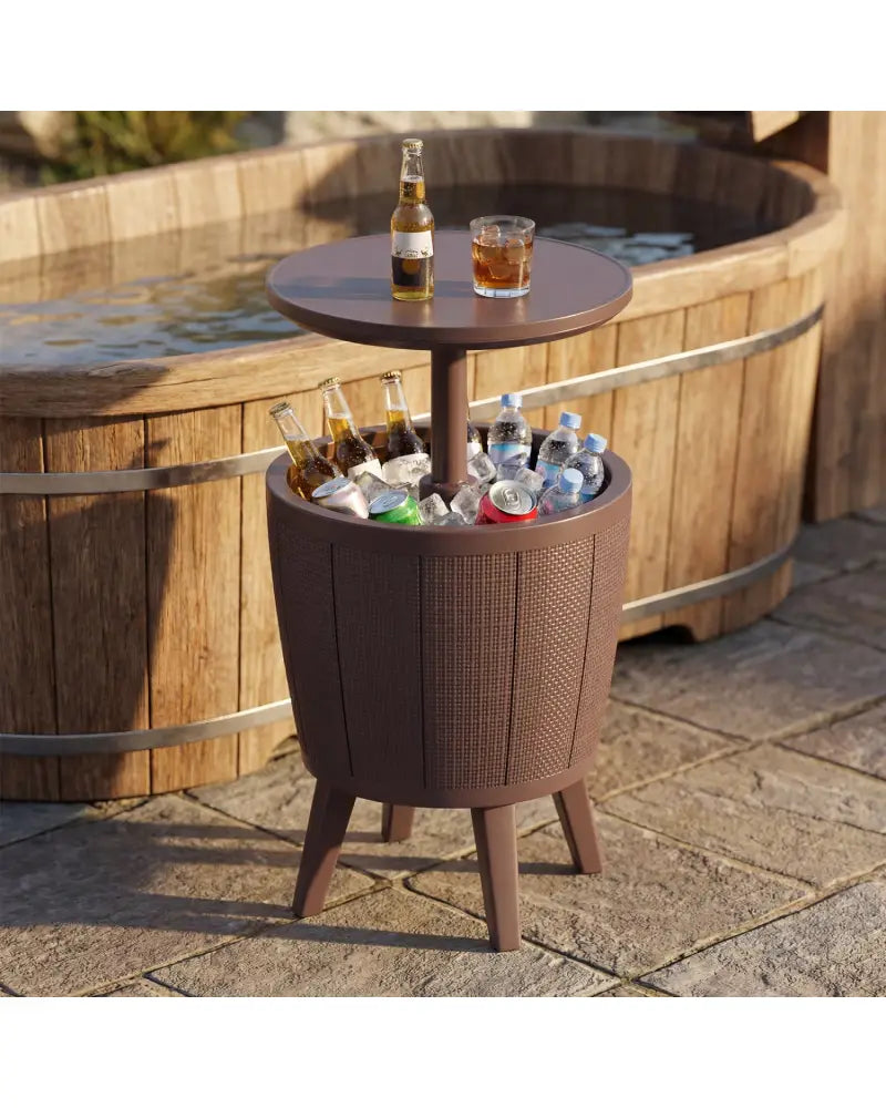 10 Gallon Beer and Wine Cooler with Lift-Top and Drainage Plug-Brown - Brown - Coolers