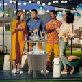 10 Gallon Cooler Bar Table Outdoor Coffee Table Ice Bucket with Telescopic Tabletop for Beer and Wine-Brown - Brown