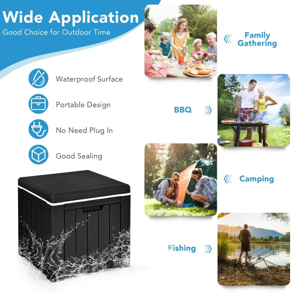 10 Gallon Storage Cooler for Picnic and Outdoor Activities-Black - Black - Coolers