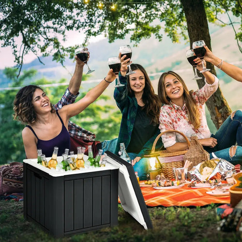 10 Gallon Storage Cooler for Picnic and Outdoor Activities-Black - Black - Coolers