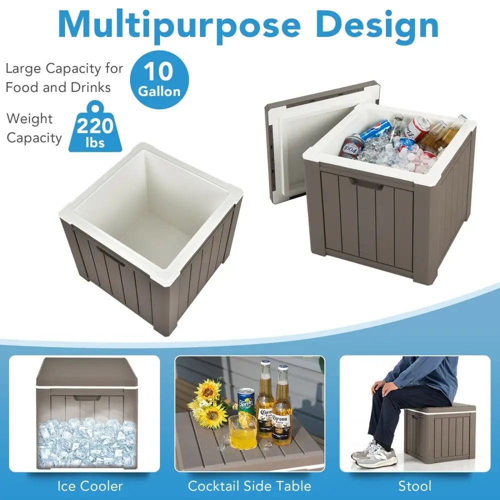 10 Gallon Storage Cooler for Picnic and Outdoor Activities-Brown - Brown - Coolers