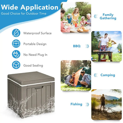 10 Gallon Storage Cooler for Picnic and Outdoor Activities-Brown - Brown - Coolers