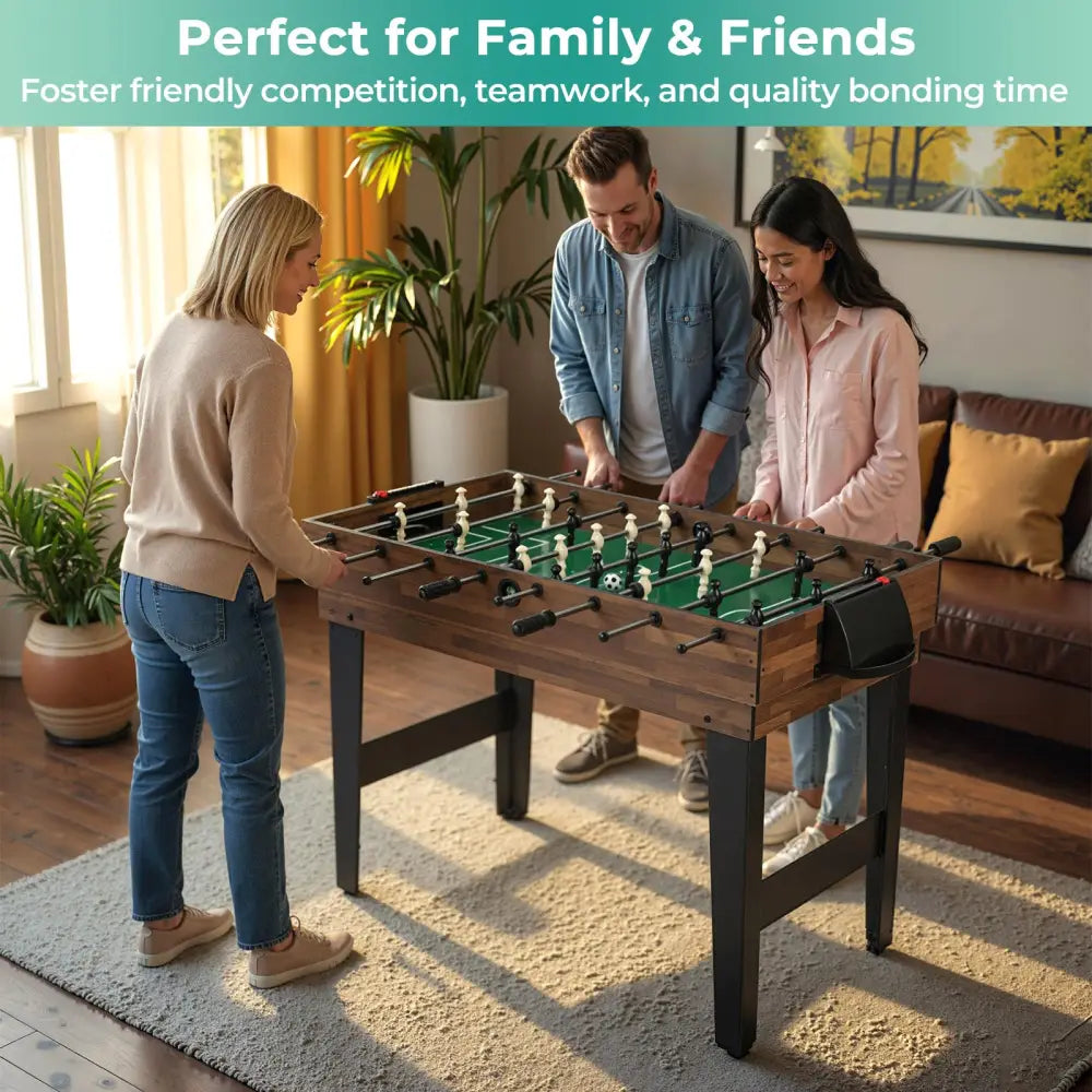 10-in-1 Combo Game Table Set 50inch Multi-Game Table with Foosball-Brown - Brown - Game Room