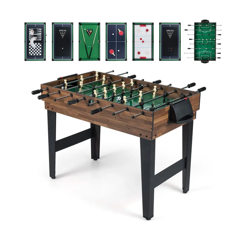 10-in-1 Combo Game Table Set 50inch Multi-Game Table with Foosball-Brown - Brown - Game Room