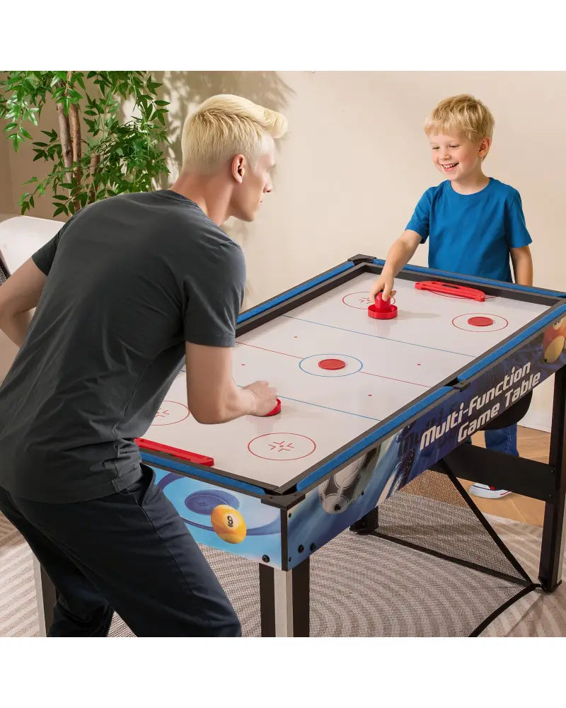 10-in-1 Combo Game Table Set with Table Tennis Basketball Soccer-Blue - Blue - Game Room