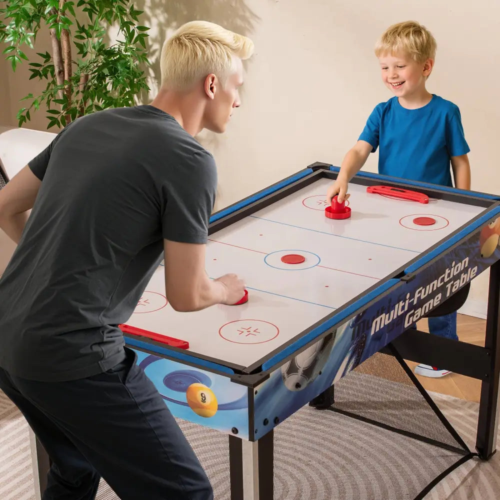 10-in-1 Combo Game Table Set with Table Tennis Basketball Soccer-Blue - Blue - Game Room