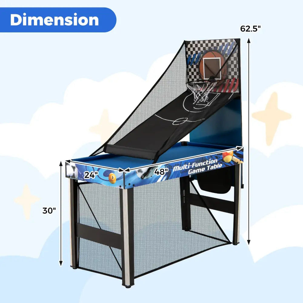 10-in-1 Combo Game Table Set with Table Tennis Basketball Soccer-Blue - Blue - Game Room