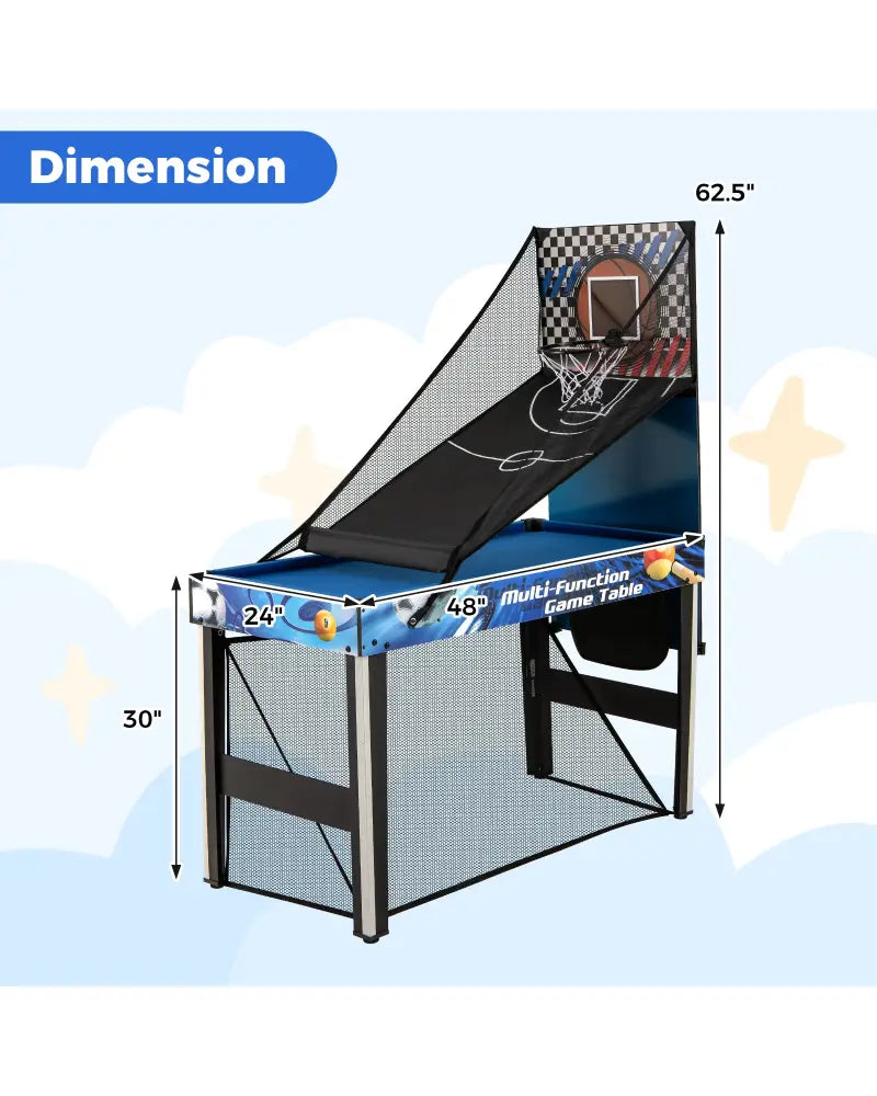 10-in-1 Combo Game Table Set with Table Tennis Basketball Soccer-Blue - Blue - Game Room