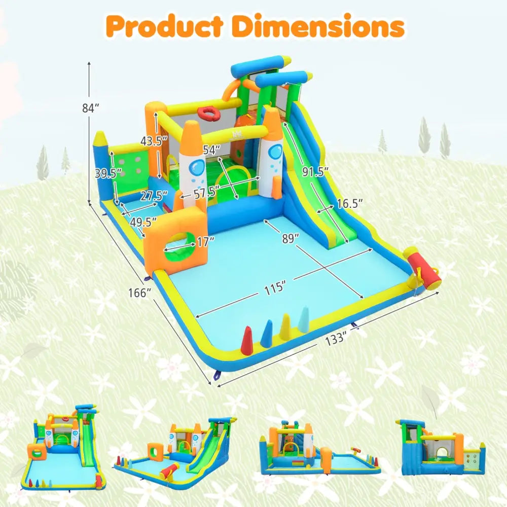 10-in-1 Inflatable Bounce House with Water Slide and 680W Blower for Kids - Bounce House