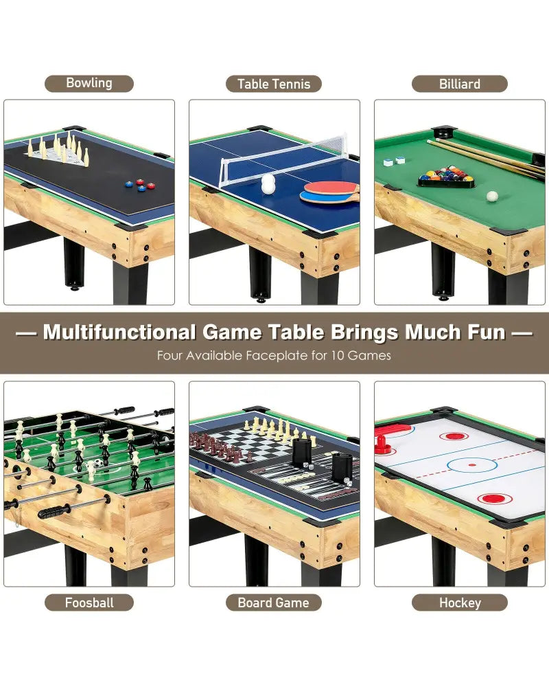 10-in-1 Multi Combo Game Table Set for Home - Multicolor - Game Room