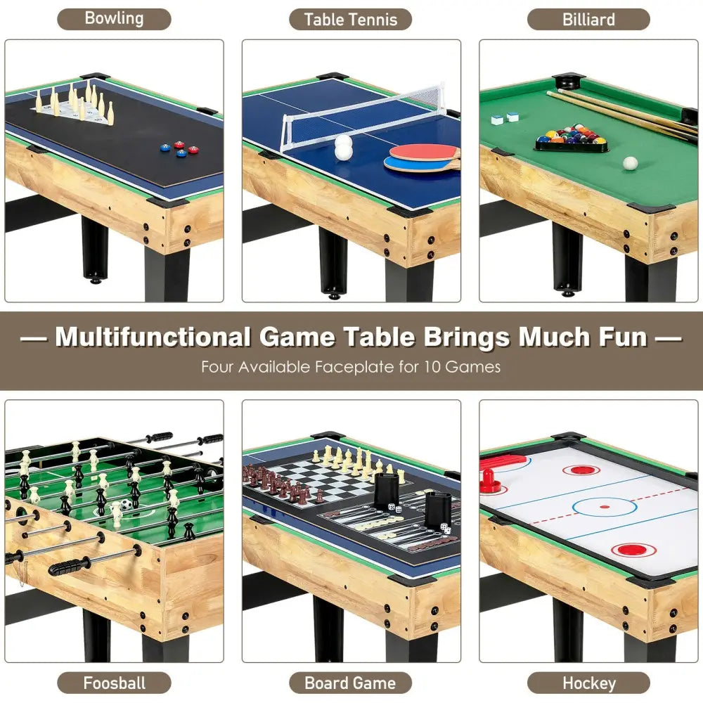 10-in-1 Multi Combo Game Table Set for Home - Multicolor - Game Room