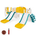10 - in - 1 Toddler Slide and Swing Set with Double Slides and Tunnel - Yellow - Oasis Home Essentials
