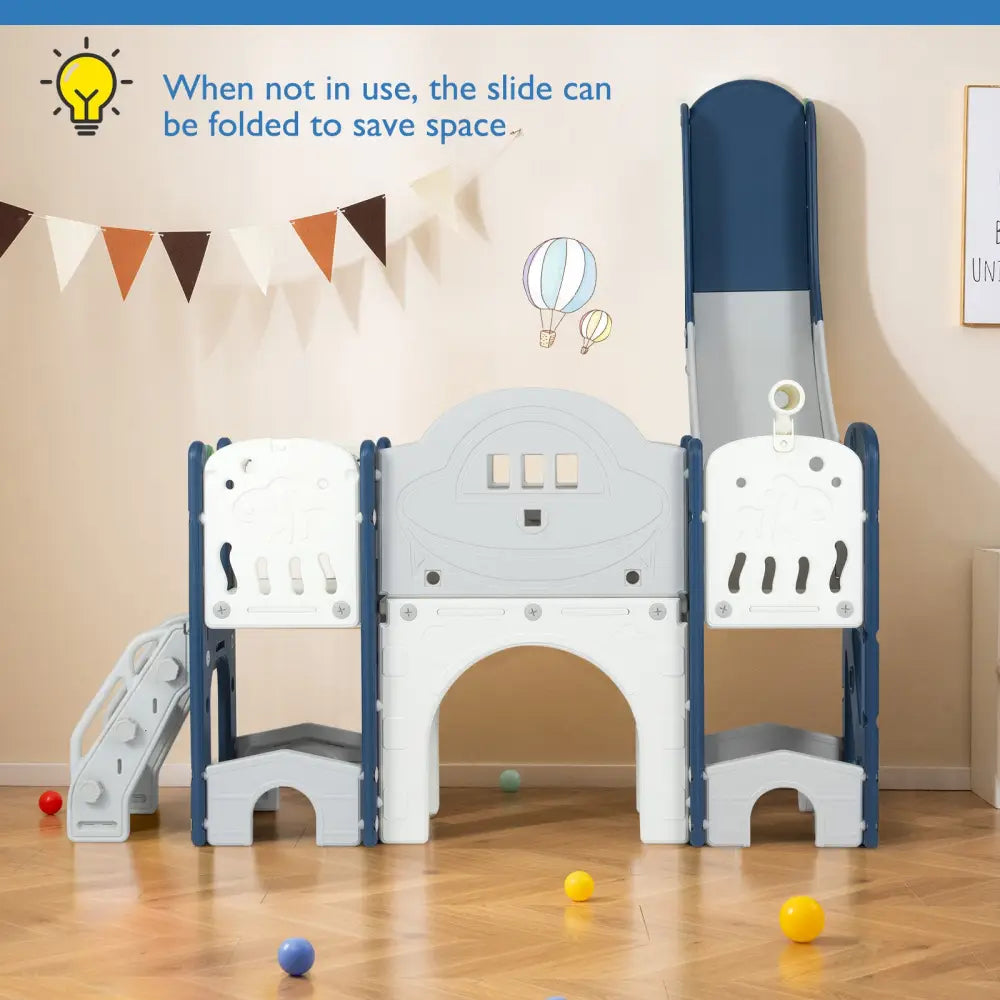10 in 1 Toddler Slide Set Kids Slide and Climber Playset Indoor Playground-Blue - Blue - Climbers & Slides