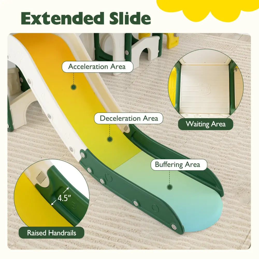 10 in 1 Toddler Slide Set Kids Slide and Climber Playset Indoor Playground-Yellow - Yellow - Climbers & Slides