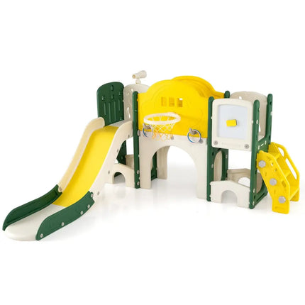 10 in 1 Toddler Slide Set Kids Slide and Climber Playset Indoor Playground - Yellow - Oasis Home Essentials