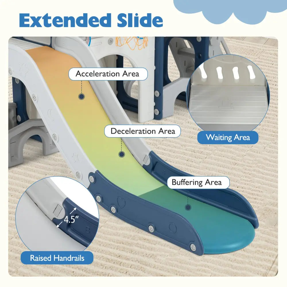 10 in 1 Toddler Slide Set Kids Slide and Climber Playset Indoor Playground-Blue - Blue - Climbers & Slides