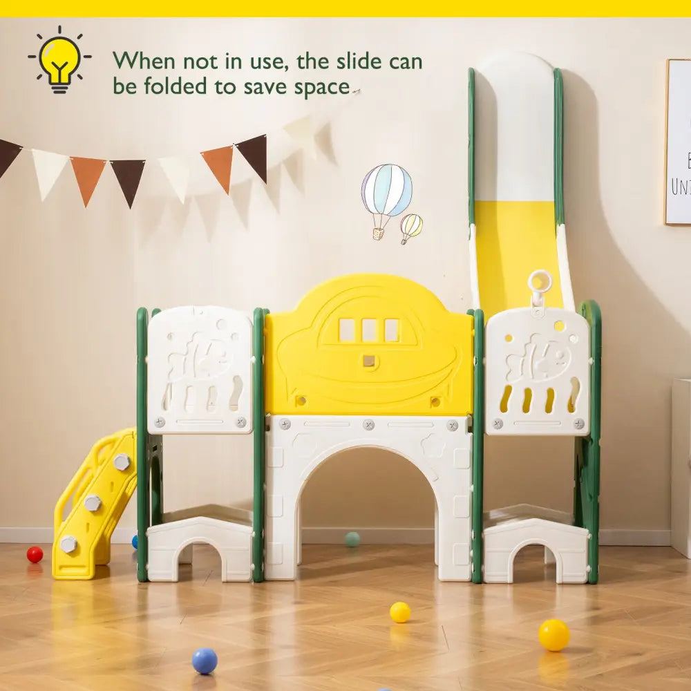 10 in 1 Toddler Slide Set Kids Slide and Climber Playset Indoor Playground-Yellow - Yellow - Climbers & Slides