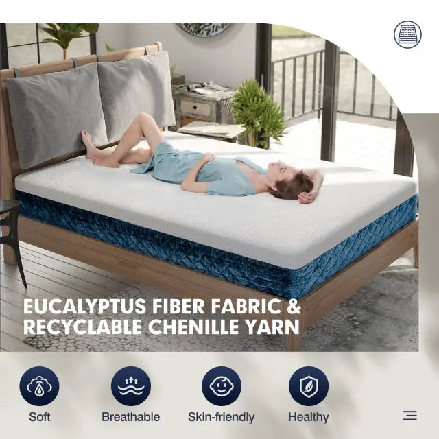 10 Inch Mattress with Jacquard Fabric Cover in a Box-Queen Size - White - Mattresses