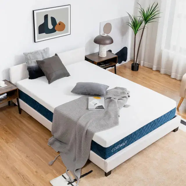 10 Inch Mattress with Jacquard Fabric Cover in a Box-Queen Size Costway
