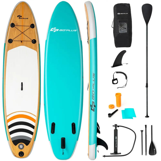 10’ Inflatable Stand up Paddle Board Surfboard SUP with Bag - Multicolor - Surfing
