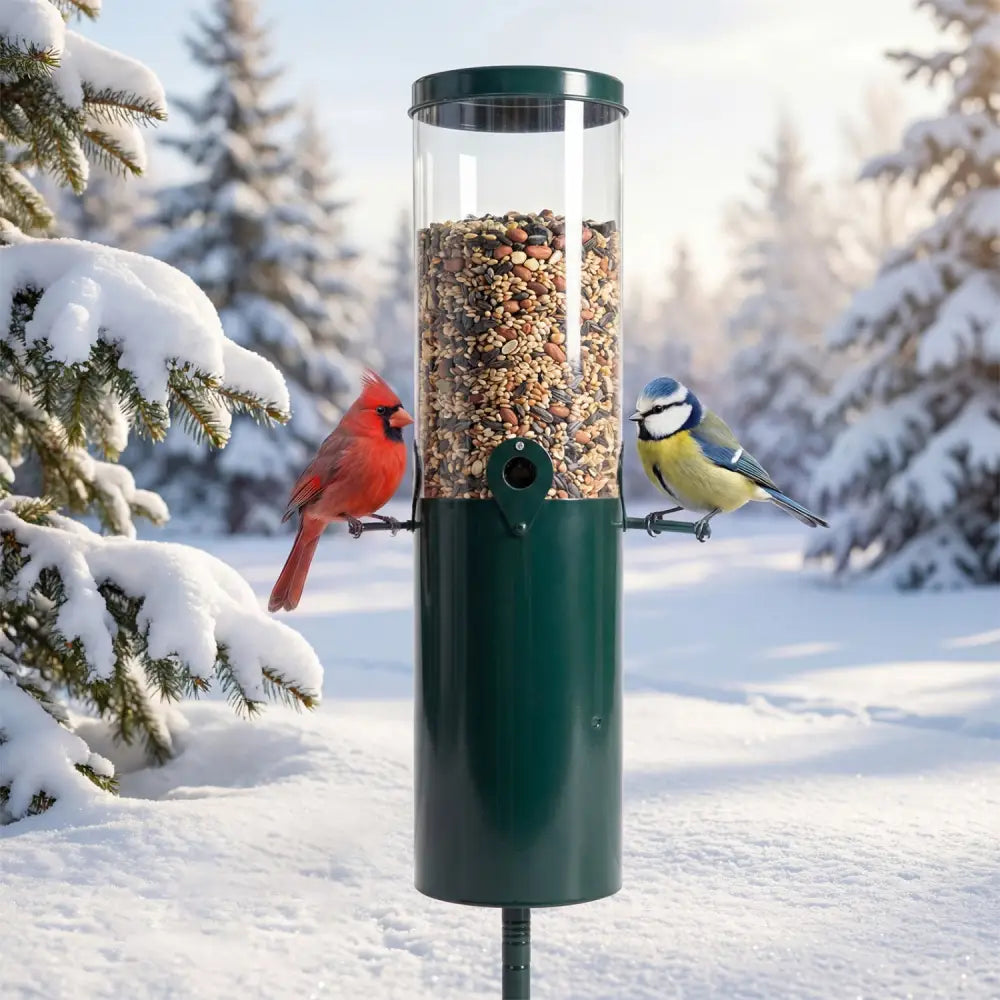 10 LBS Large Capacity Squirrel Proof Bird Feeder with Pole Mount and Baffle - Green - Bird Supplies