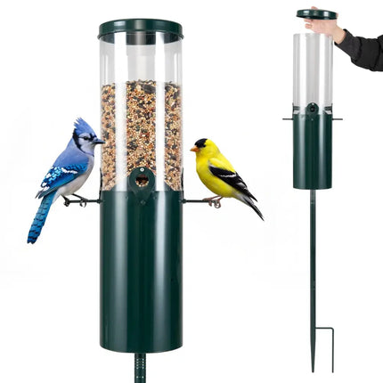 10 LBS Large Capacity Squirrel Proof Bird Feeder with Pole Mount and Baffle - Green - Bird Supplies
