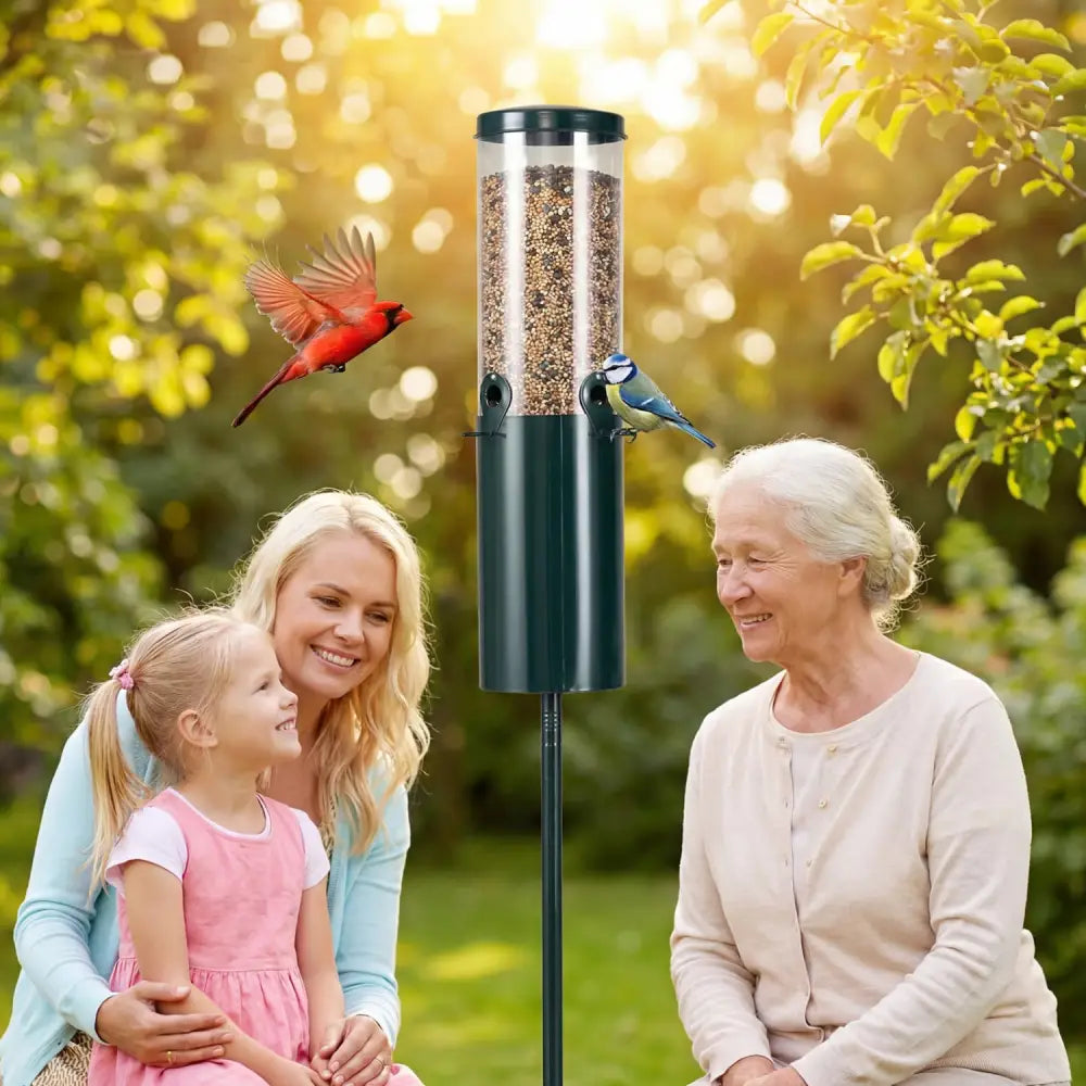 10 LBS Large Capacity Squirrel Proof Bird Feeder with Pole Mount and Baffle - Green - Bird Supplies