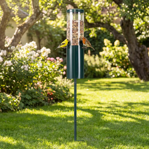 10 LBS Large Capacity Squirrel Proof Bird Feeder with Pole Mount and Baffle - Green - Bird Supplies