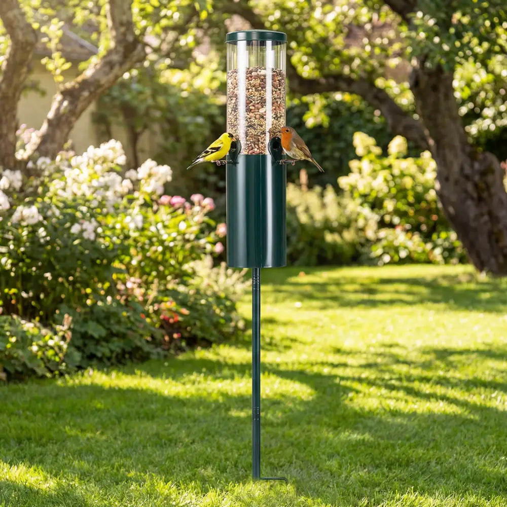 10 LBS Large Capacity Squirrel Proof Bird Feeder with Pole Mount and Baffle - Green - Bird Supplies