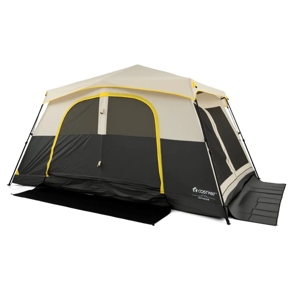 10 Person Instant Cabin Camping Tent with Rainfly 13 ft x 9 ft Portable Large Family Tent-Beige - Beige - Tents