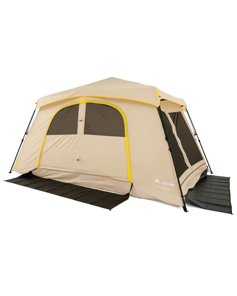 10 Person Instant Cabin Camping Tent with Rainfly 13 ft x 9 ft Portable Large Family Tent-Coffee - Coffee - Tents