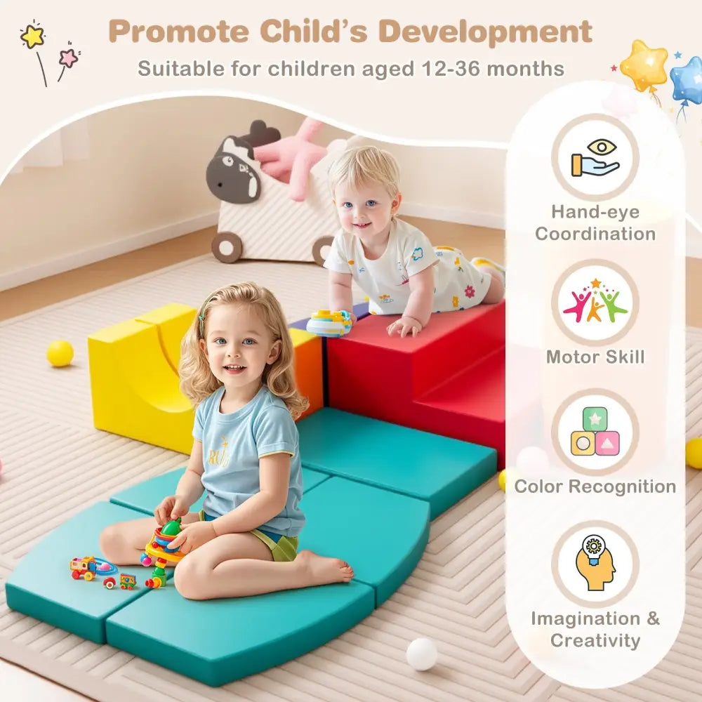10-Piece Foam Climbing Toys for Toddlers-Multicolor - Multicolor - Climbers & Slides