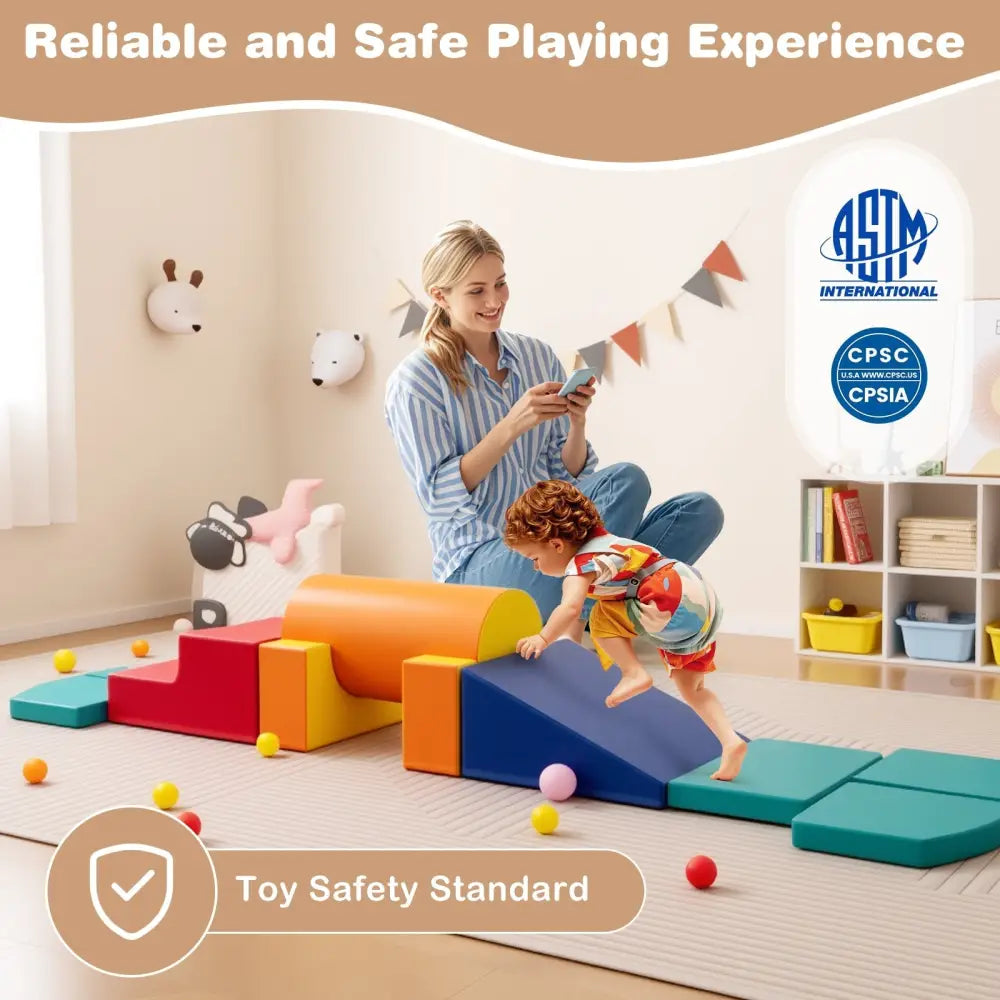 10-Piece Foam Climbing Toys for Toddlers-Multicolor - Multicolor - Climbers & Slides