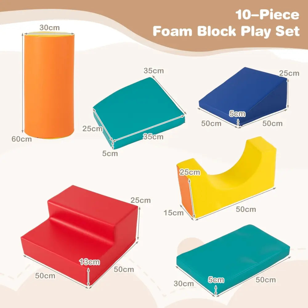 10-Piece Foam Climbing Toys for Toddlers-Multicolor - Multicolor - Climbers & Slides