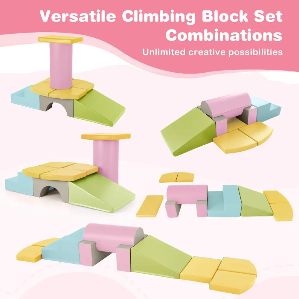 10-Piece Foam Climbing Toys for Toddlers Soft Foam PU Leather Building Blocks-Yellow - Yellow - Climbers & Slides