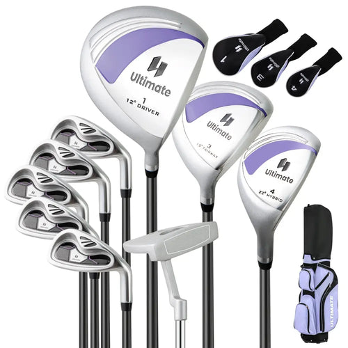 10 Pieces Ladies Complete Golf Club Set with Alloy Driver-Purple - Purple - Golf