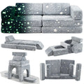 10 Pieces Modular Kids Play Couch Sectional Sofa Glow in the Dark-Gray - Gray - Kids Chairs & Seating