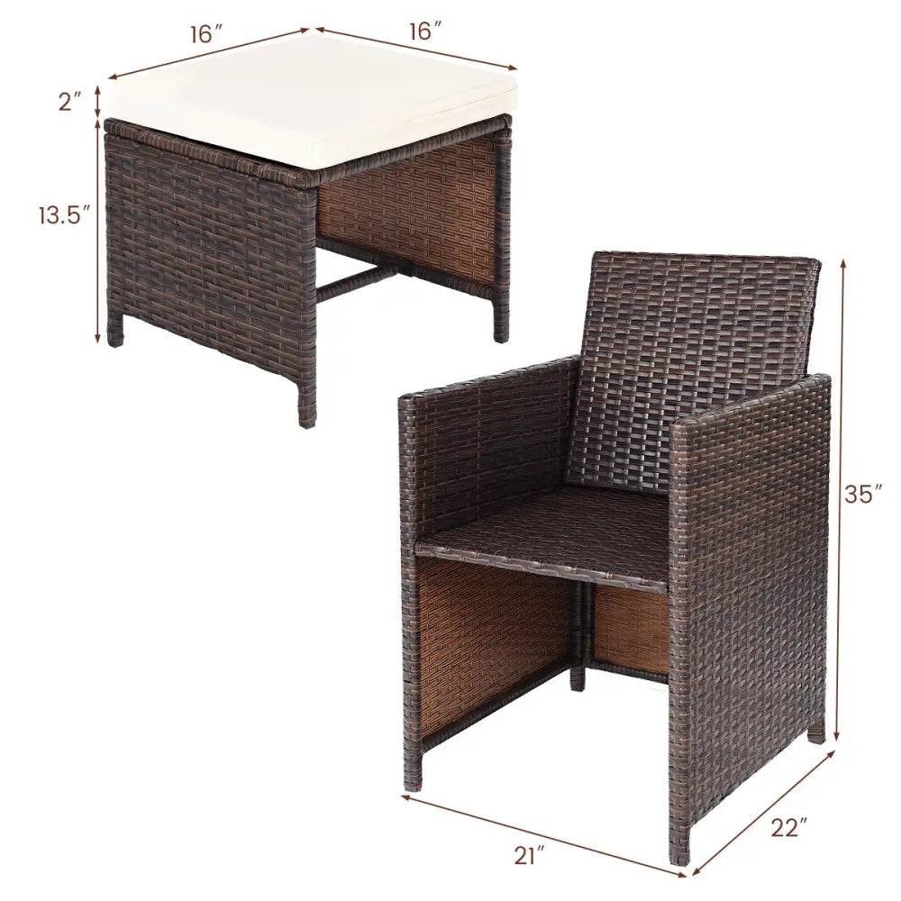 10 Pieces Outdoor Patio Dining Set - Brown - Patio Dining Sets