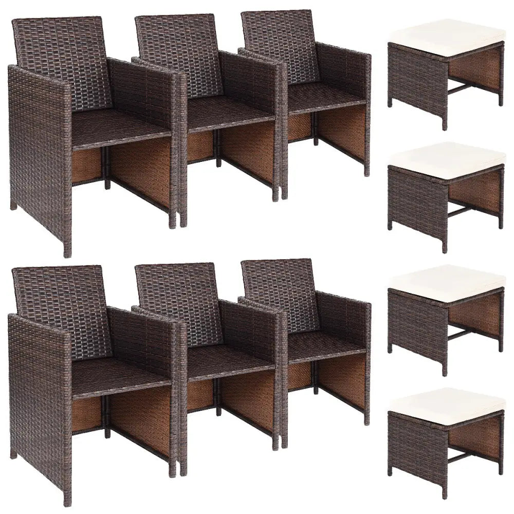 10 Pieces Outdoor Patio Dining Set - Brown - Patio Dining Sets