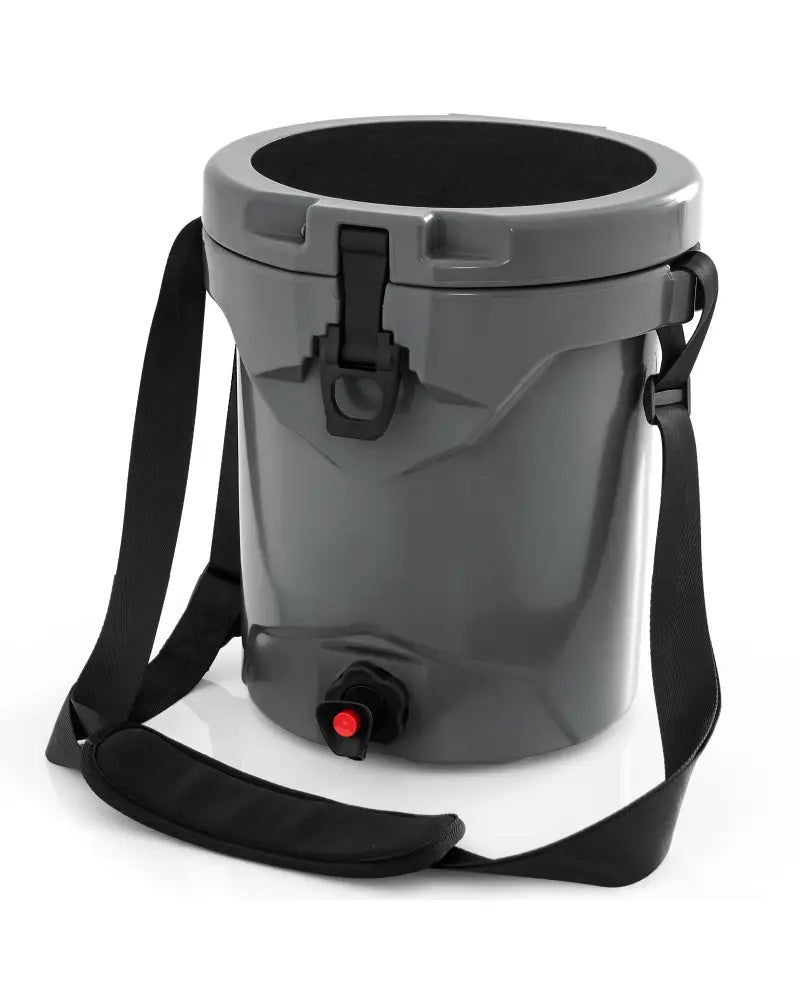 10 QT Drink Cooler Insulated Ice Chest with Spigot Flat Seat Lid and Adjustable Strap-Gray - Gray - Coolers