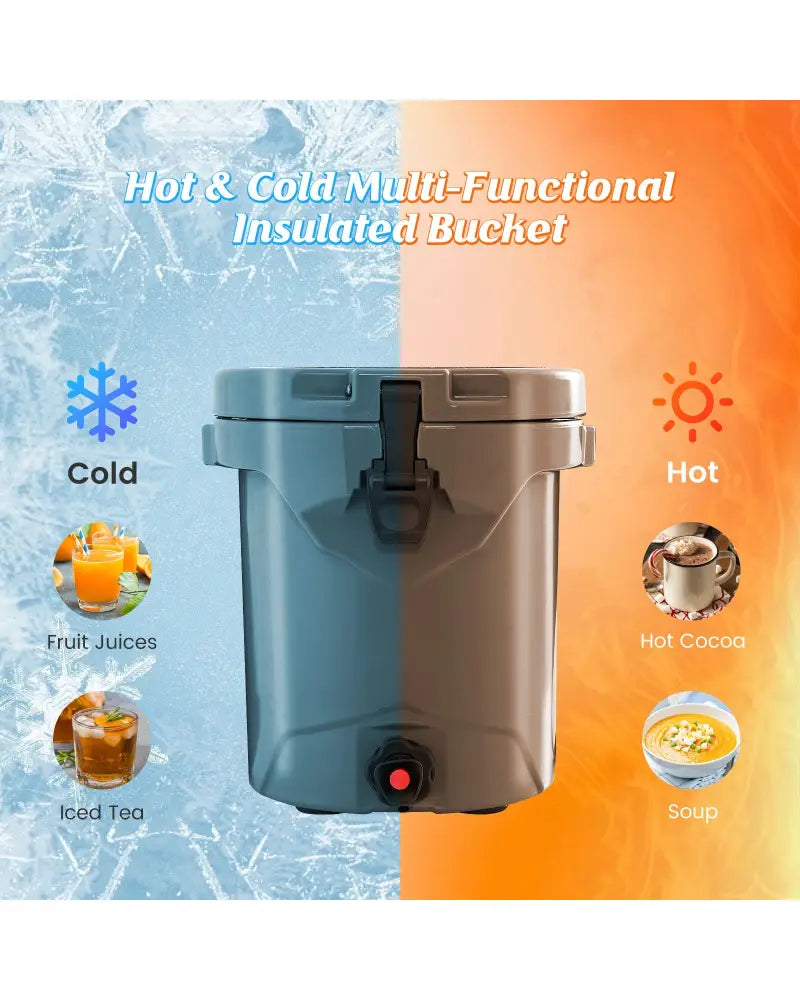 10 QT Drink Cooler Insulated Ice Chest with Spigot Flat Seat Lid and Adjustable Strap-Gray - Gray - Coolers