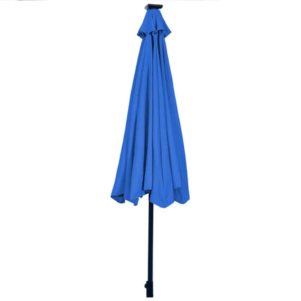 10’ Solar LED Lighted Patio Market Umbrella Shade Tilt Adjustment Crank-Blue - Blue - Outdoor Umbrellas