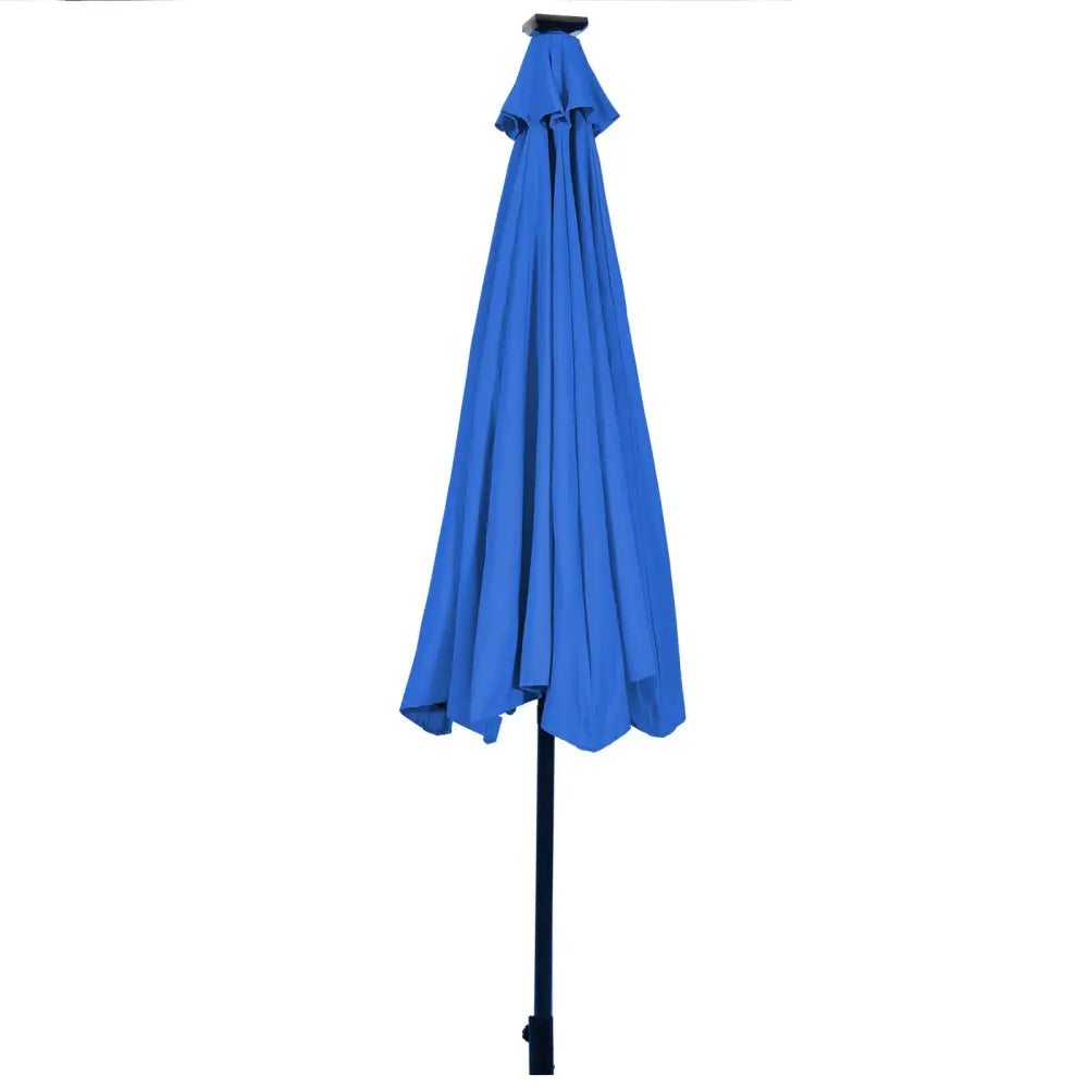 10’ Solar LED Lighted Patio Market Umbrella Shade Tilt Adjustment Crank-Blue - Blue - Outdoor Umbrellas