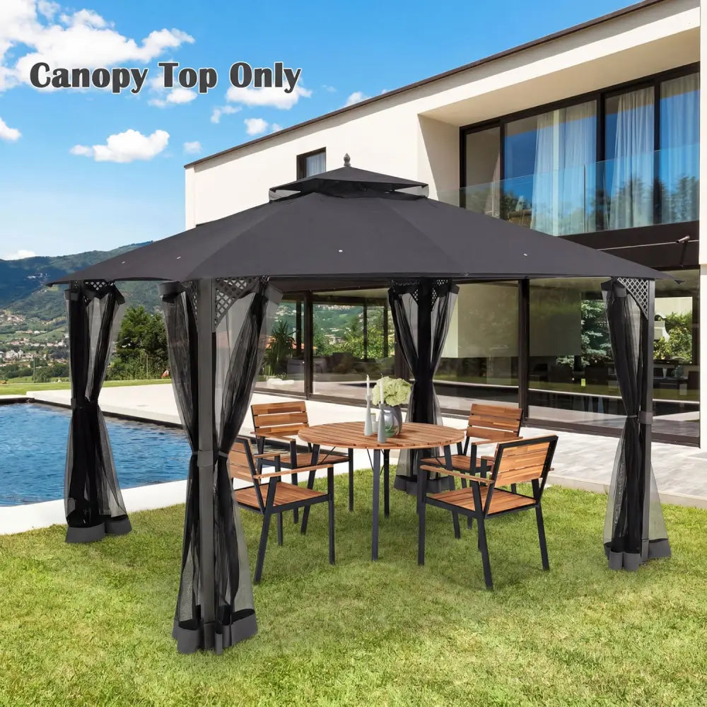 10 x 12 Feet Gazebo Replacement Top with Air Vent and Drainage Holes-Gray - Gray - Gazebos