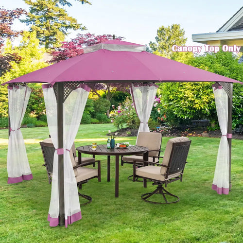 10 x 12 Feet Gazebo Replacement Top with Air Vent and Drainage Holes-Pink - Pink - Gazebos