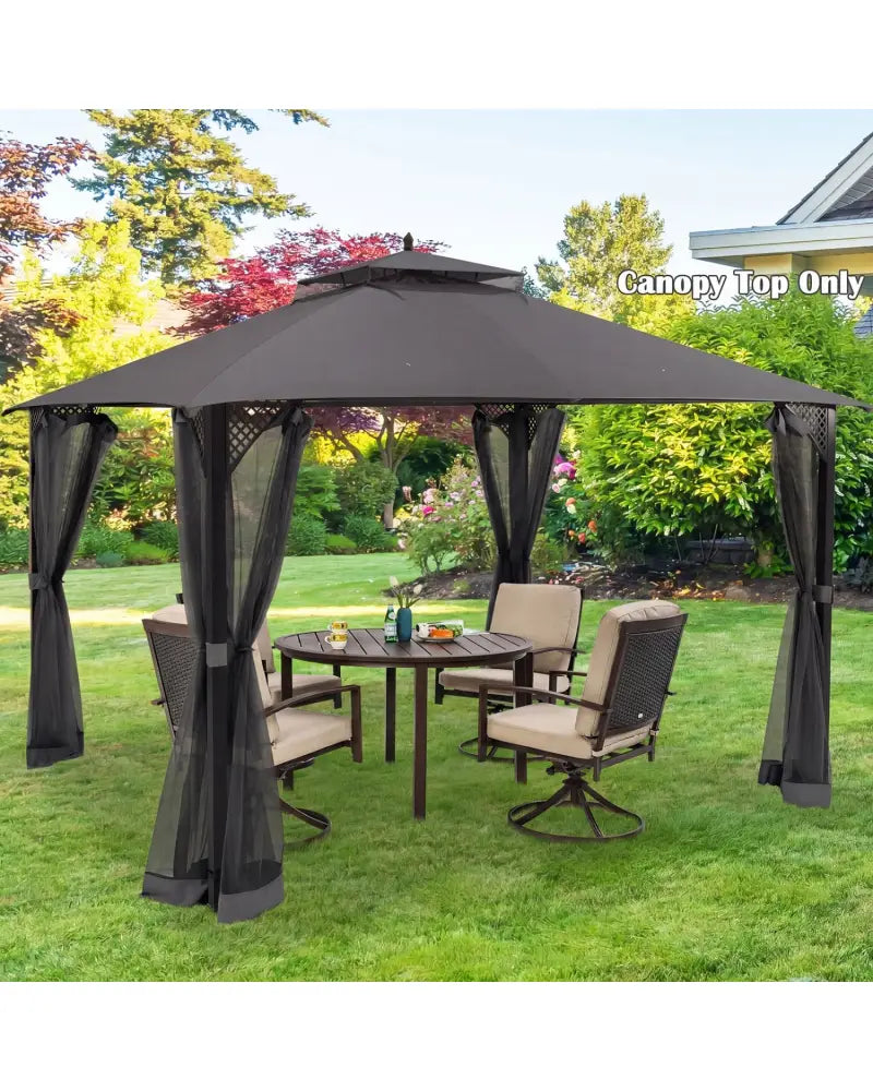 10 x 12 Feet Gazebo Replacement Top with Air Vent and Drainage Holes-Gray - Gray - Gazebos