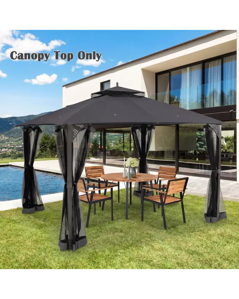 10 x 12 Feet Gazebo Replacement Top with Air Vent and Drainage Holes-Gray - Gray - Gazebos