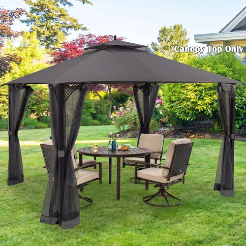 10 x 12 Feet Gazebo Replacement Top with Air Vent and Drainage Holes-Gray - Gray - Gazebos